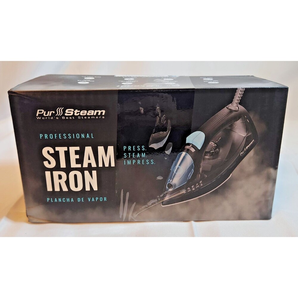 PurSteam Professional 1250W Steam Iron Nonstick Soleplate Auto Shut-Off New